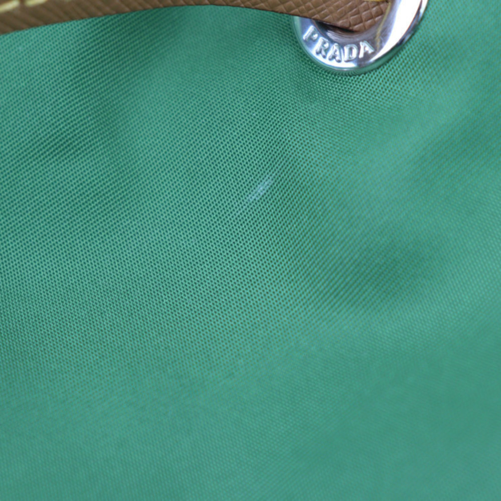 Prada Logo Backpack Plate Triangular Leather Gree… - image 7